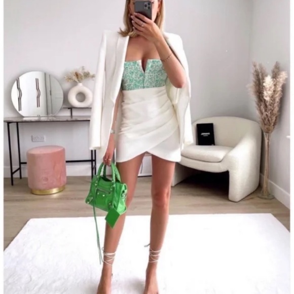 Zara Floral Corset Green NWOT M - Picture 2 of 6